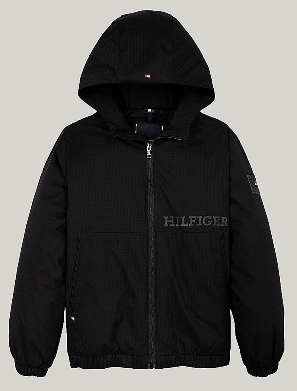 Tommy Hilfiger Leichtgewichtige Jungs Relaxed Fit Ripstop Jacke in Schwarz - SALE