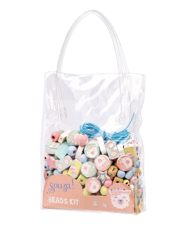 Souza Schmuck Basteln mit Holzperlen-Set mit Tasche - Lama