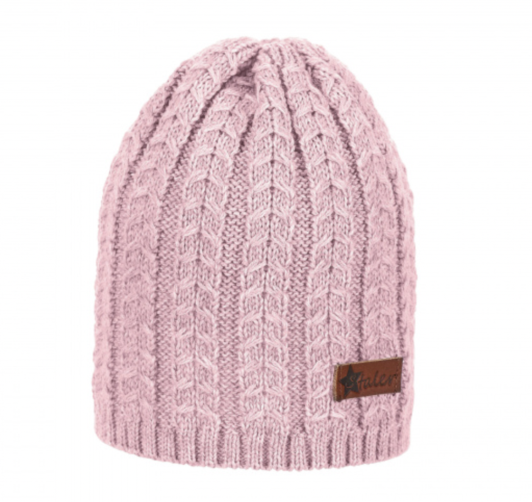 Sterntaler Strickmütze mit Zopfmuster und Merinowolle in Rosa