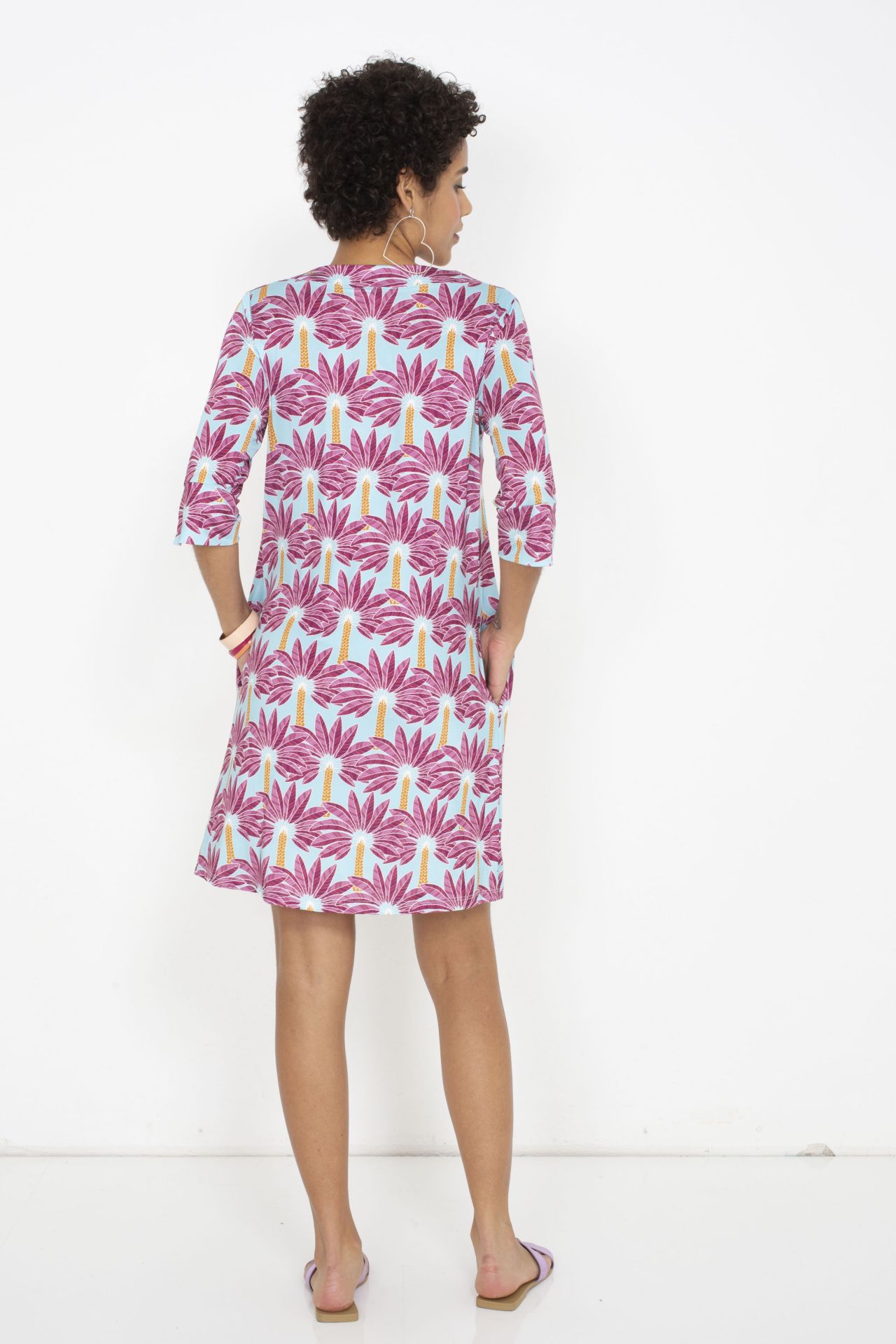 Marivie Kleid HAPPY! Hellblau & Pink - Palms Sky - SALE Marivie Kleid HAPPY! Hellblau & Pink - Palms Sky - SALE