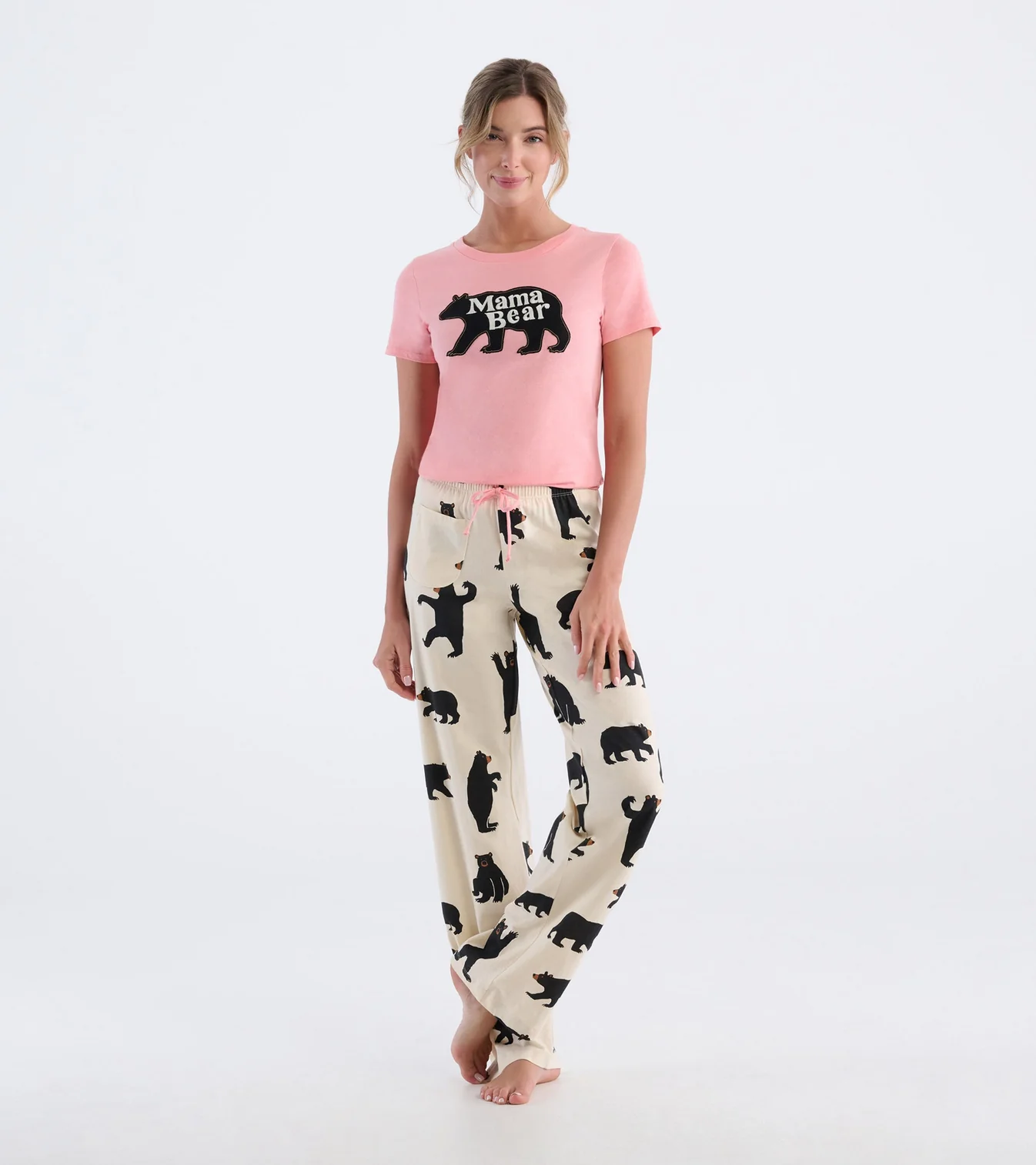 Little Blue House Damen Pajama T-Shirt in Coral Pink Mama Bear Little Blue House Damen Pajama T-Shirt in Coral Pink Mama Bear