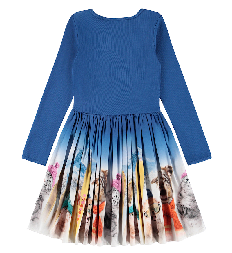 Molo Cassie Warm Kleid in Blau Skifahrer Hund & Katze - SALE