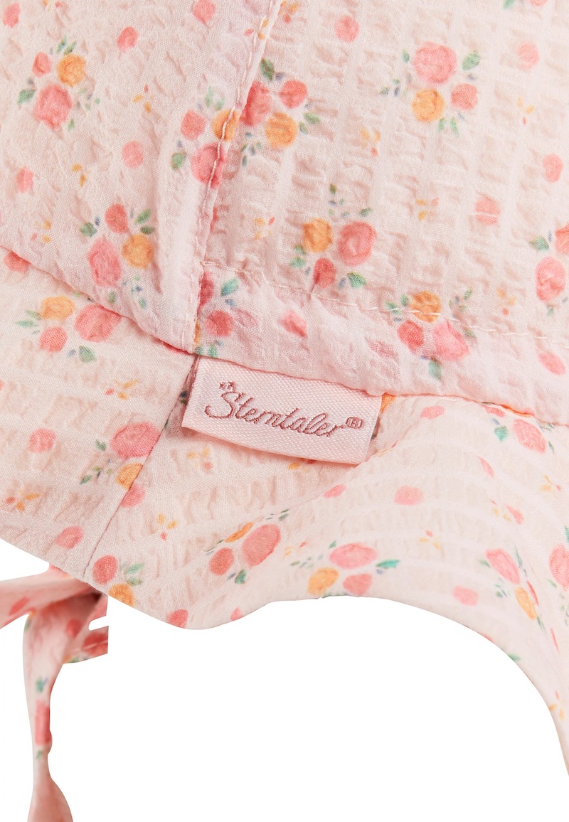 Sterntaler Sonnenhut UV Schutz mit Nackenschutz in Rosa mit Mini-Blumen
