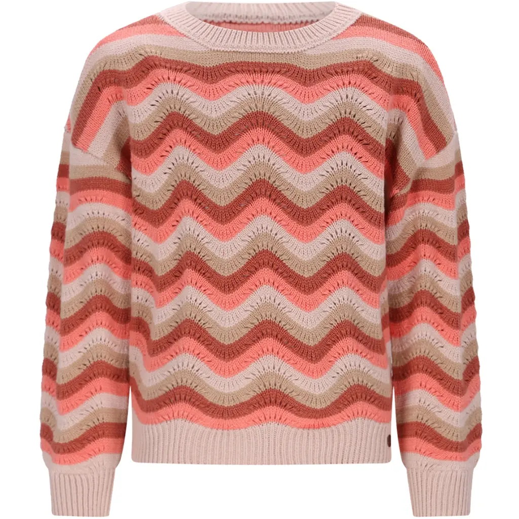 NONO Kessy Strickpullover mit grafischen Wellenmuster - Orange/Braun NONO Kessy Strickpullover mit grafischen Wellenmuster - Orange/Braun