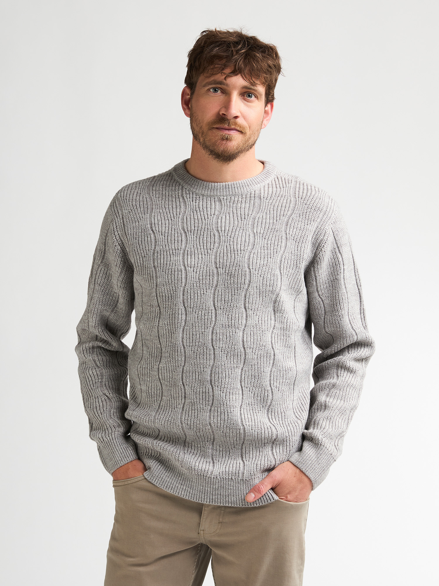 Petrol Industries Herren melierter rundhals Pullover Steelstone in Grau