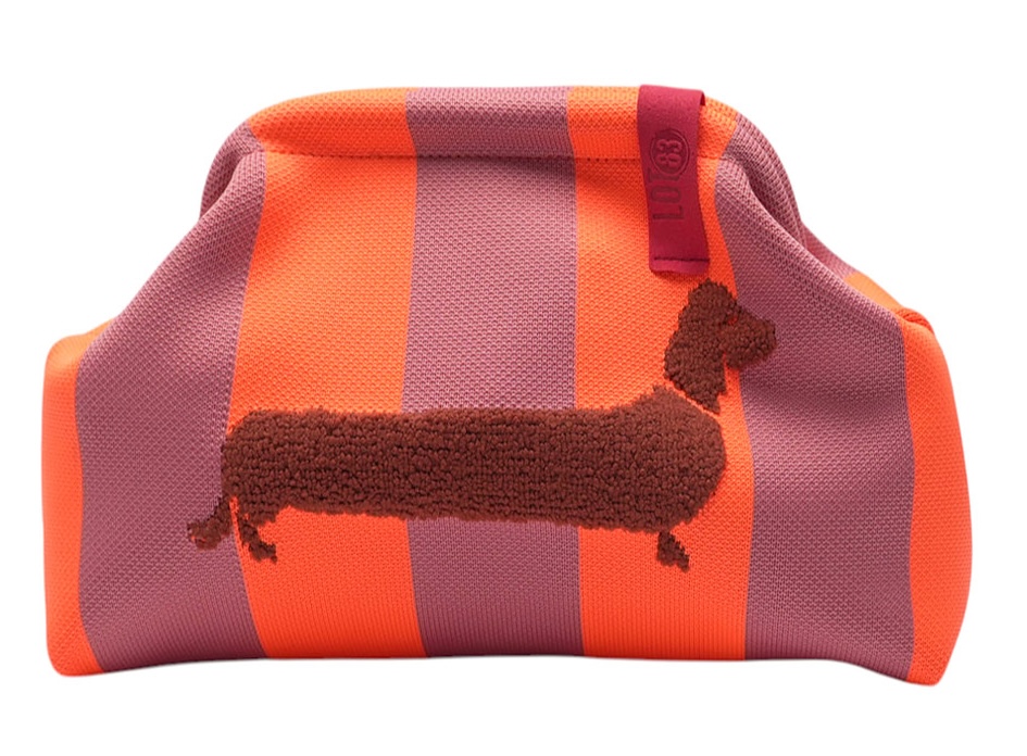 LOT83 Rebel Kulturtasche oder Clutch Emma - Orange Braun - Dackel