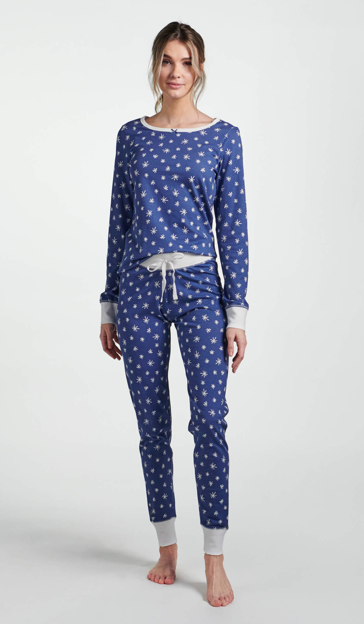 Little Blue House Damen Pyjama in Blau - Schneeflocken
