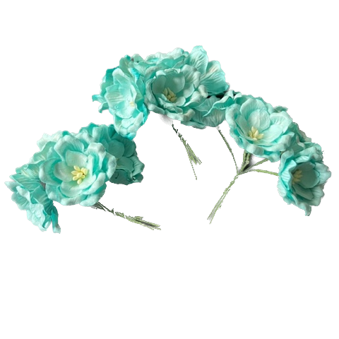 Wowzers Blüten aus Maulbeerpapier - Magnolien Türkis Blau - 15 Blumen 