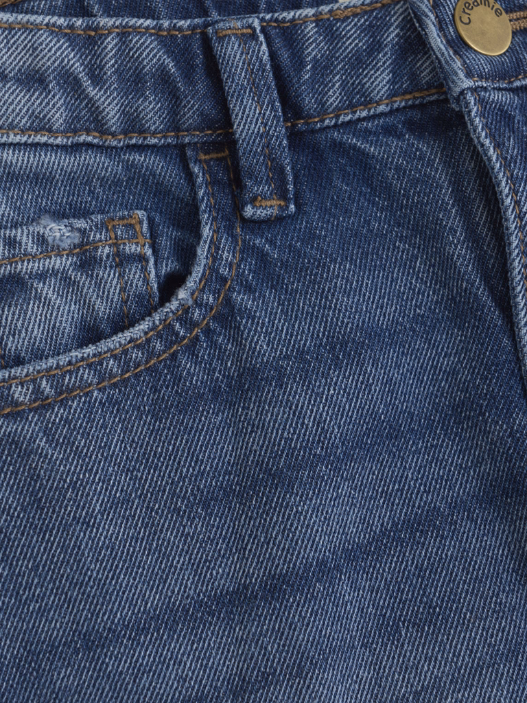 Creamie Langer Jeansrock in Denim Blau