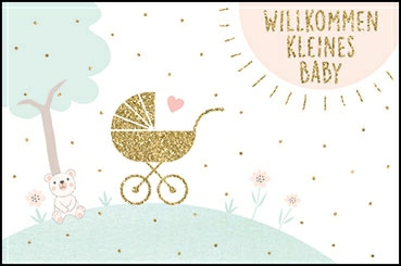Edition Gollong Minikarte mit Glitzer - Willkommen Kleines Baby