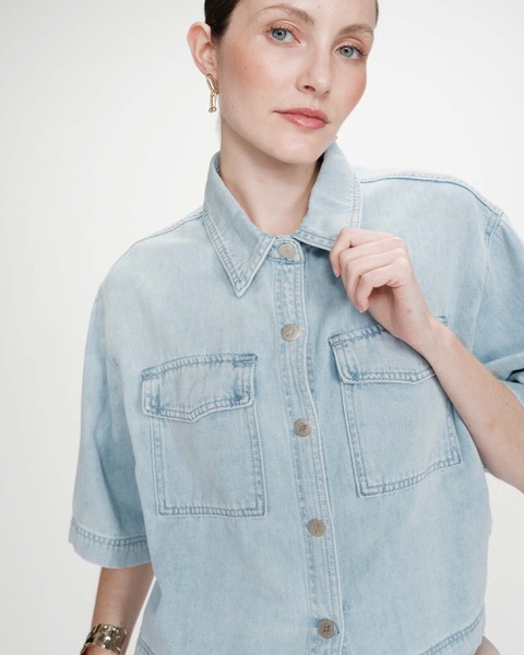 Grace & Mila Oversized Jeans Bluse Vita - Skyblue Grace & Mila Oversized Jeans Bluse Vita - Skyblue