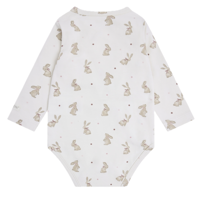 FIXONI Langarm Wickelbody in Pale Lilac - Hasen Allover FIXONI Langarm Wickelbody in Pale Lilac - Hasen Allover