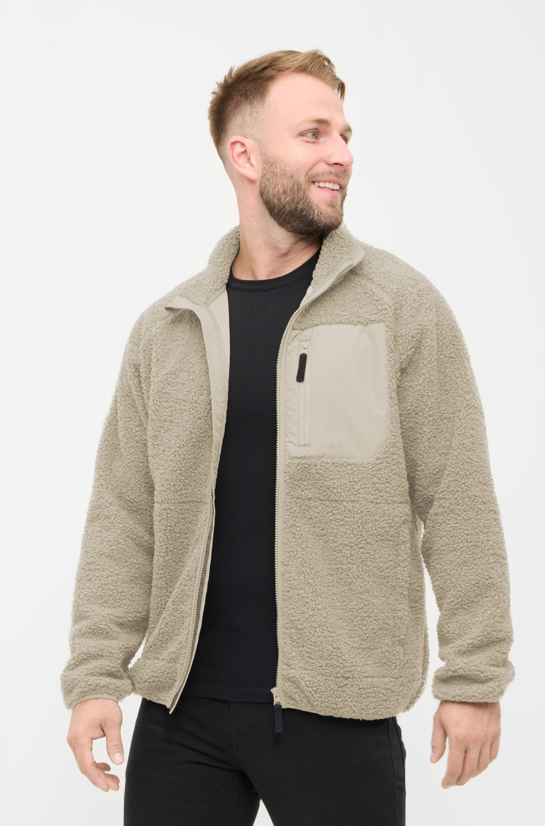 Derbe Herren Kuschelby Pocket Fleecejacke in Beige