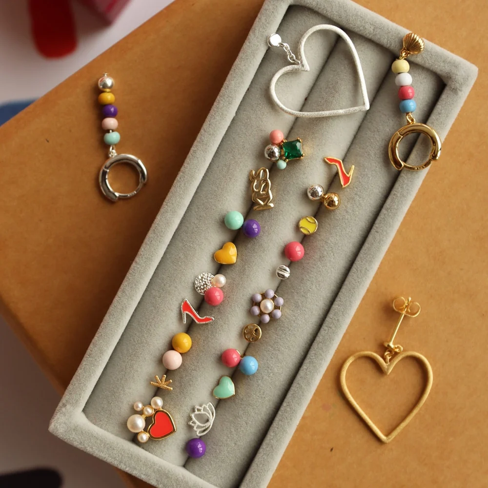 LuLu Love U Stecker Ohrring Emaile Herz in Mint - 1 Ohrring - Minze Herz