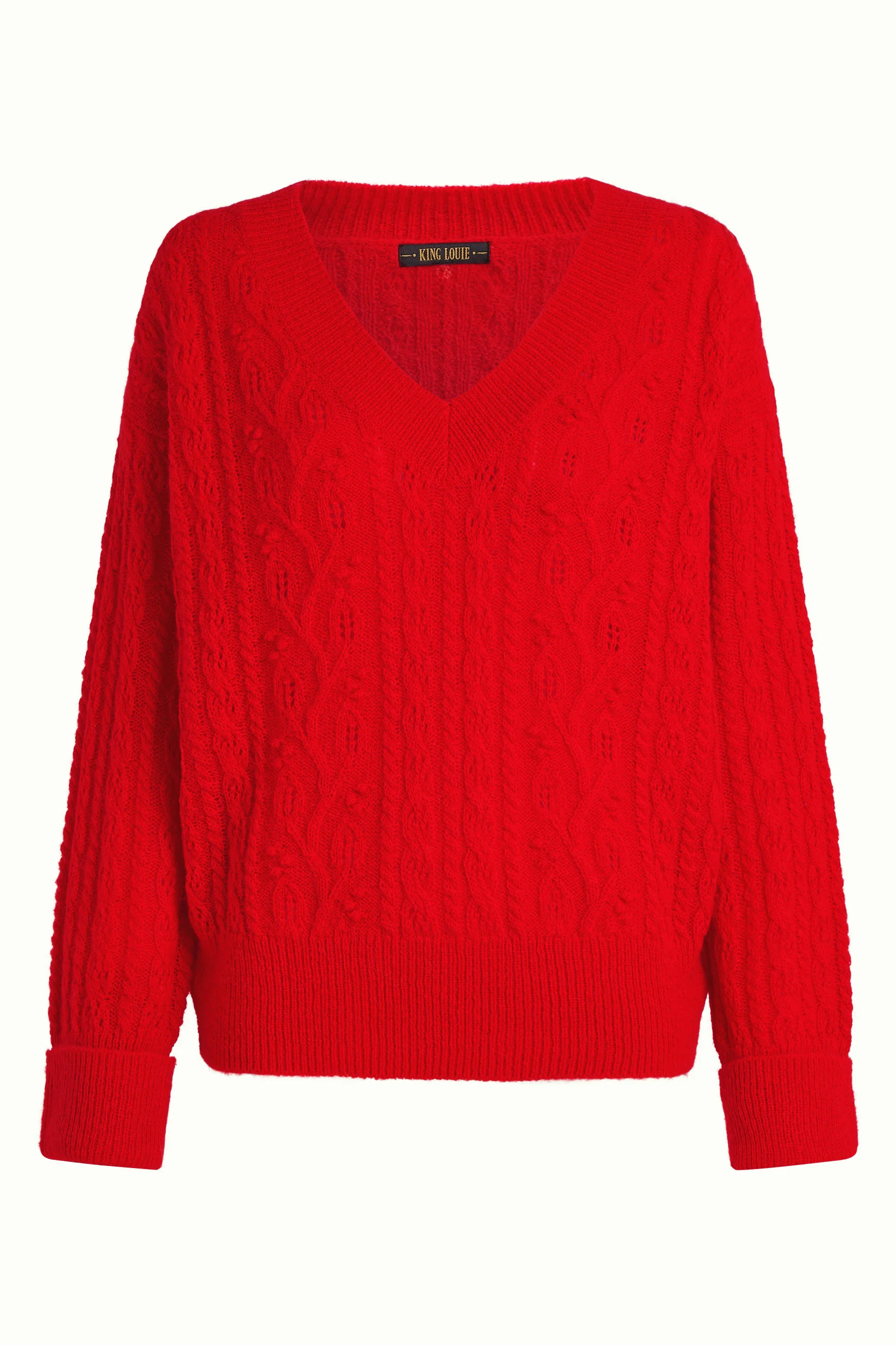 King Louie Leon Strickpullover mit V-Ausschnitt - Rot