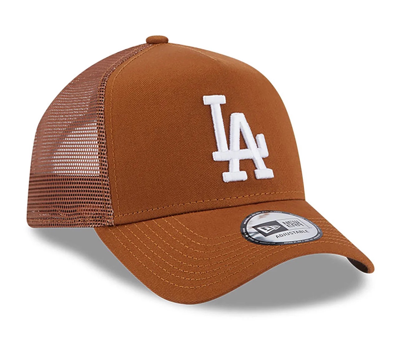 New Era LA Dodgers League Essential Trucker Cap in Cognac Braun