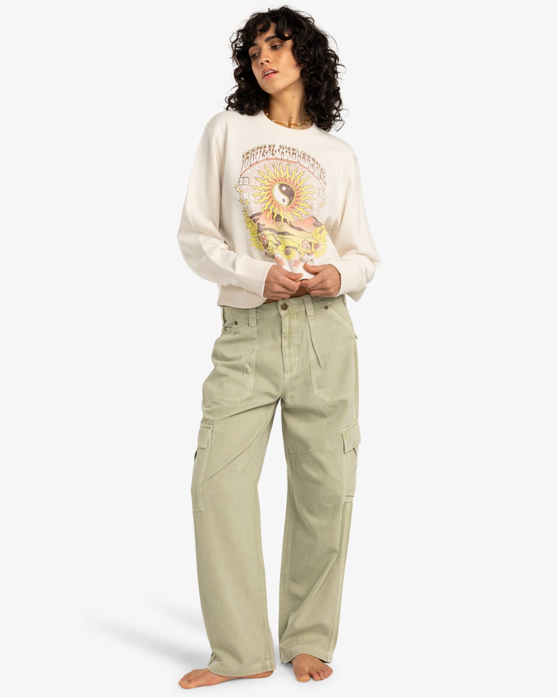 Billabong Balanced Out Sweatshirt für Frauen in Salt Crystal Creme - SALE Billabong Balanced Out Sweatshirt für Frauen in Salt Crystal Creme - SALE