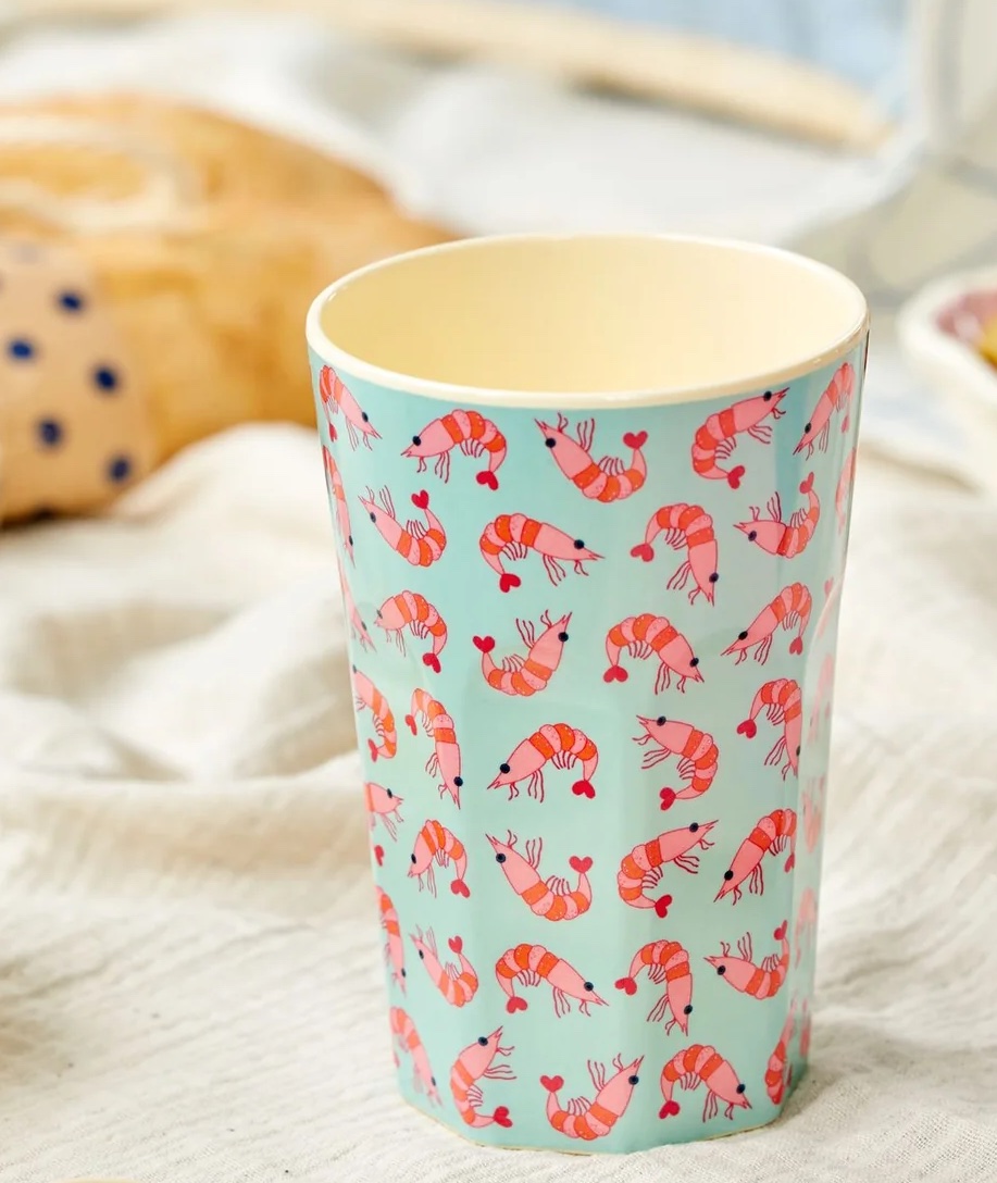 RICE Melamin Tall Latte Becher Tall Cup - Mint - Shrimp Print