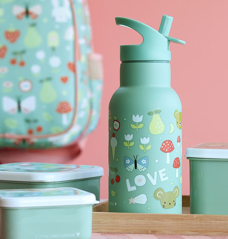 A Lovely Little Company Thermos Edelstahl Trinkflasche mit Strohhalm - Joy