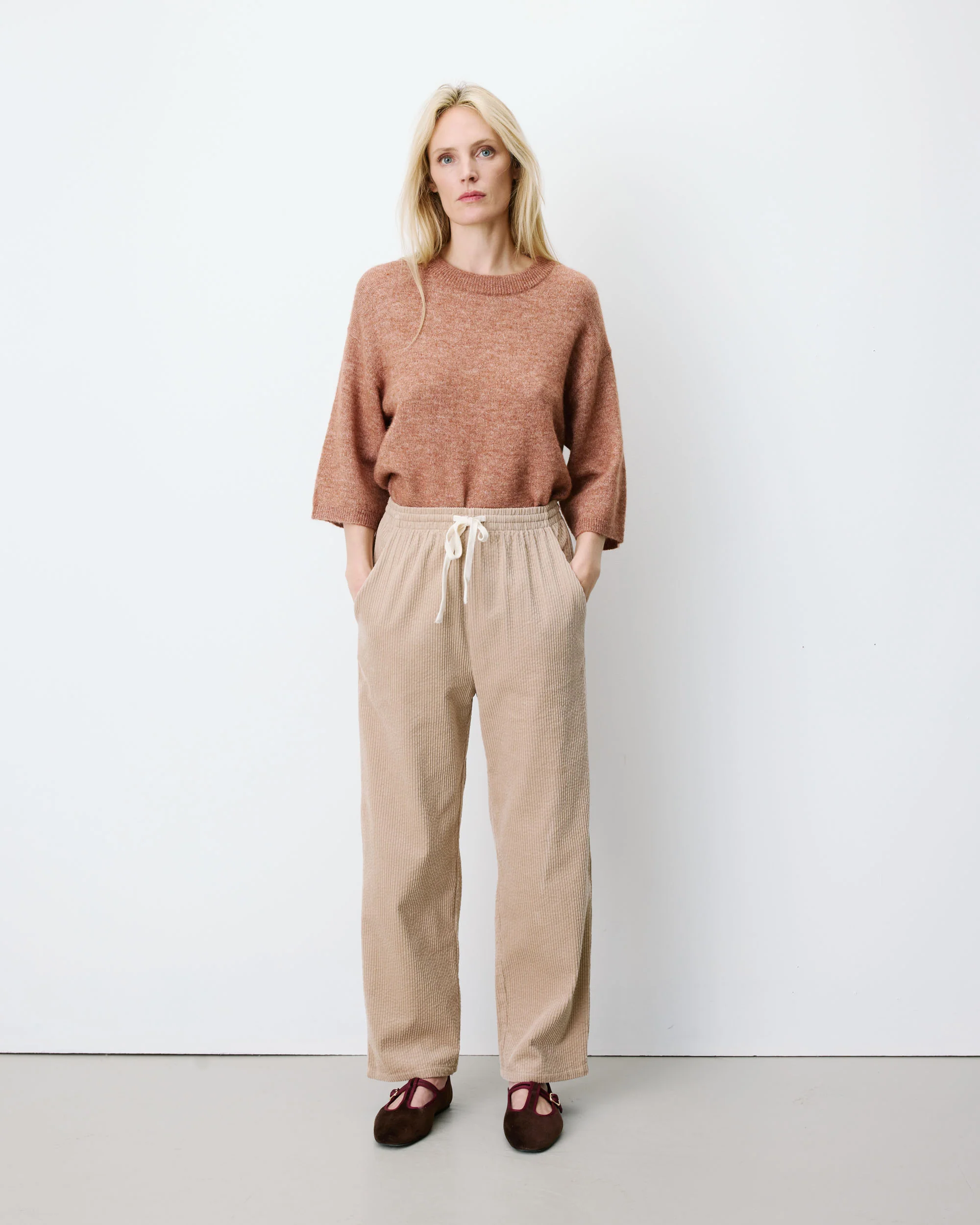 Grace & Mila Liberty Cord Hose lässig mit Kordelzug in Beige