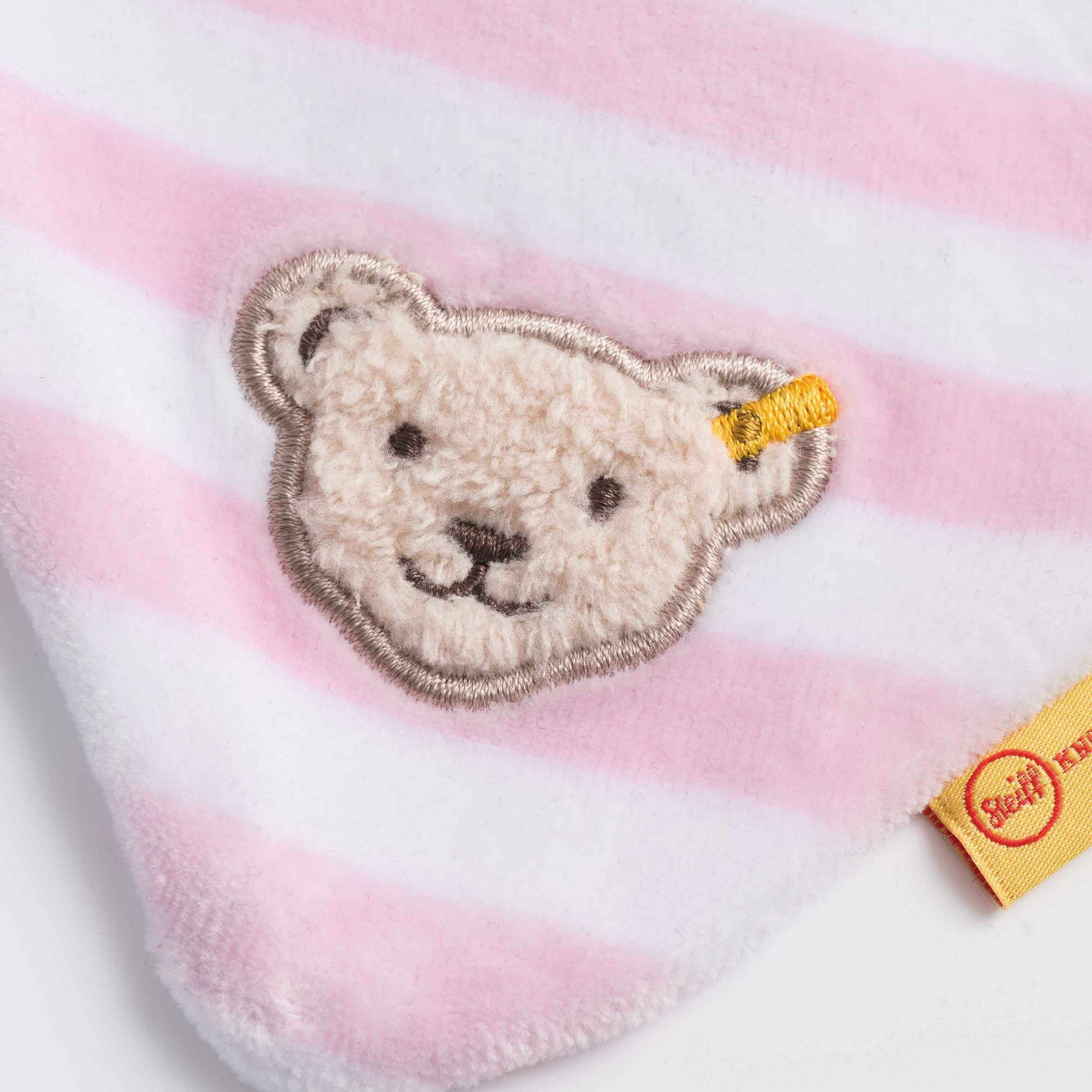 Steiff Dreieckstuch Nicki Velour Rosa & Weiß Gestreift