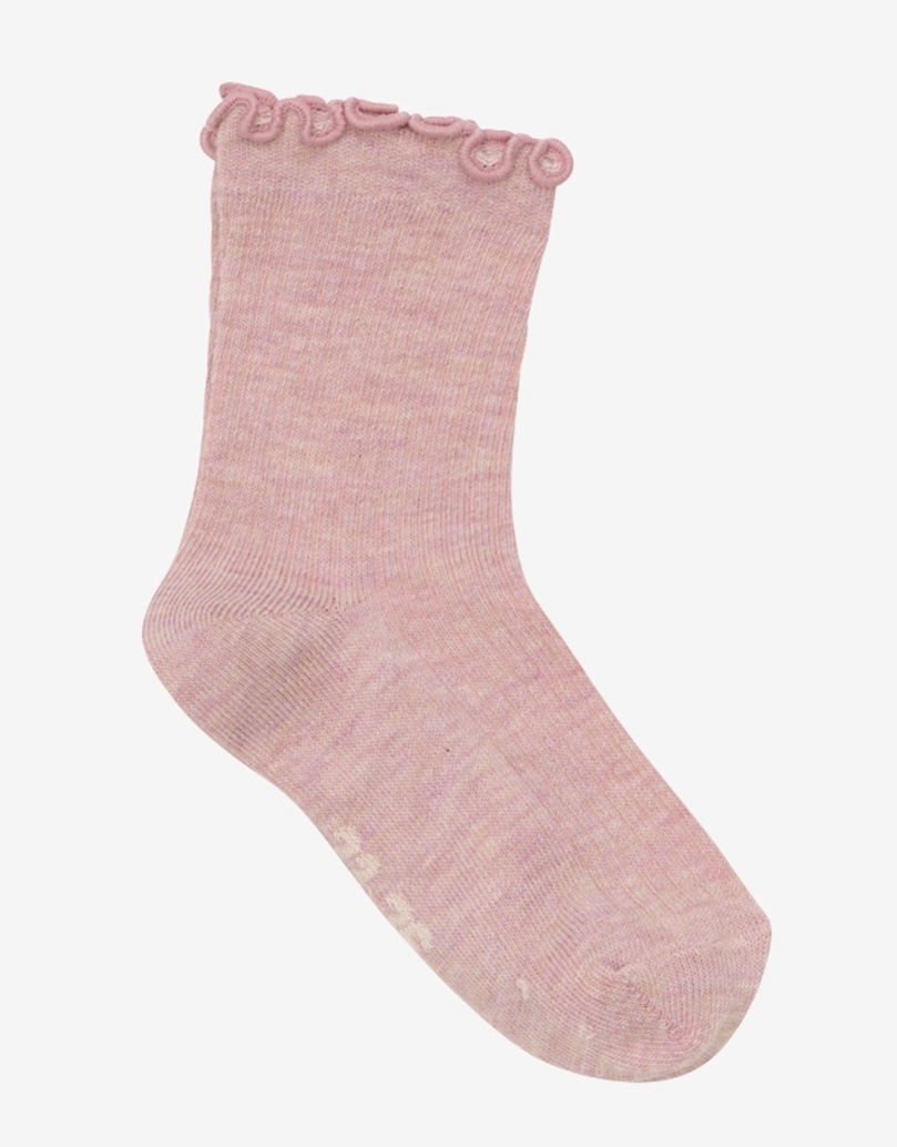 Minymo 2-er Pack Socken mit Lettuce Hem - Herzen Allover & Rosa