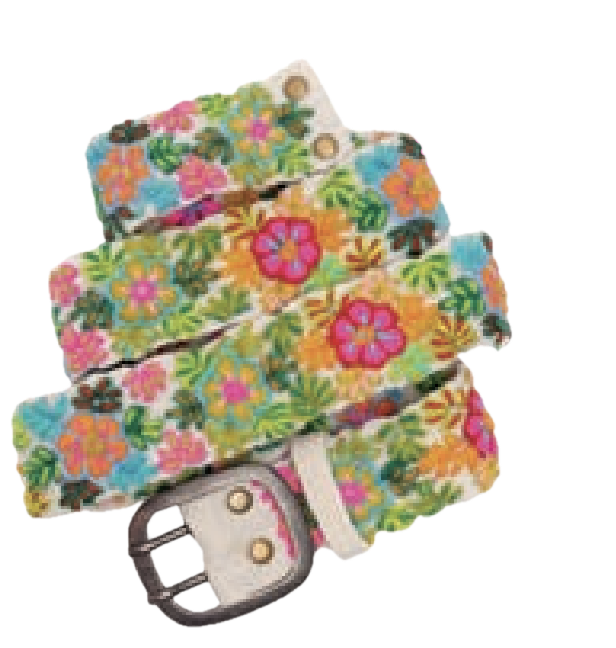 Smitten Gürtel schmal bestickt - Dolly Gürtel Bunt auf Creme aus Wolle Smitten Gürtel schmal bestickt - Dolly Gürtel Bunt auf Creme aus Wolle