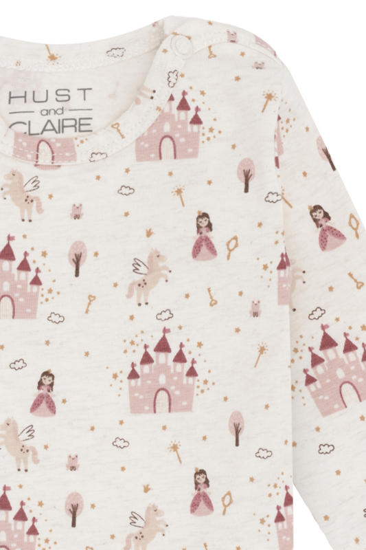 Hust & Claire Langarm Fairy Tale Body in Creme mit Rosa Prinzessin & Schloss Hust & Claire Langarm Fairy Tale Body in Creme mit Rosa Prinzessin & Schloss