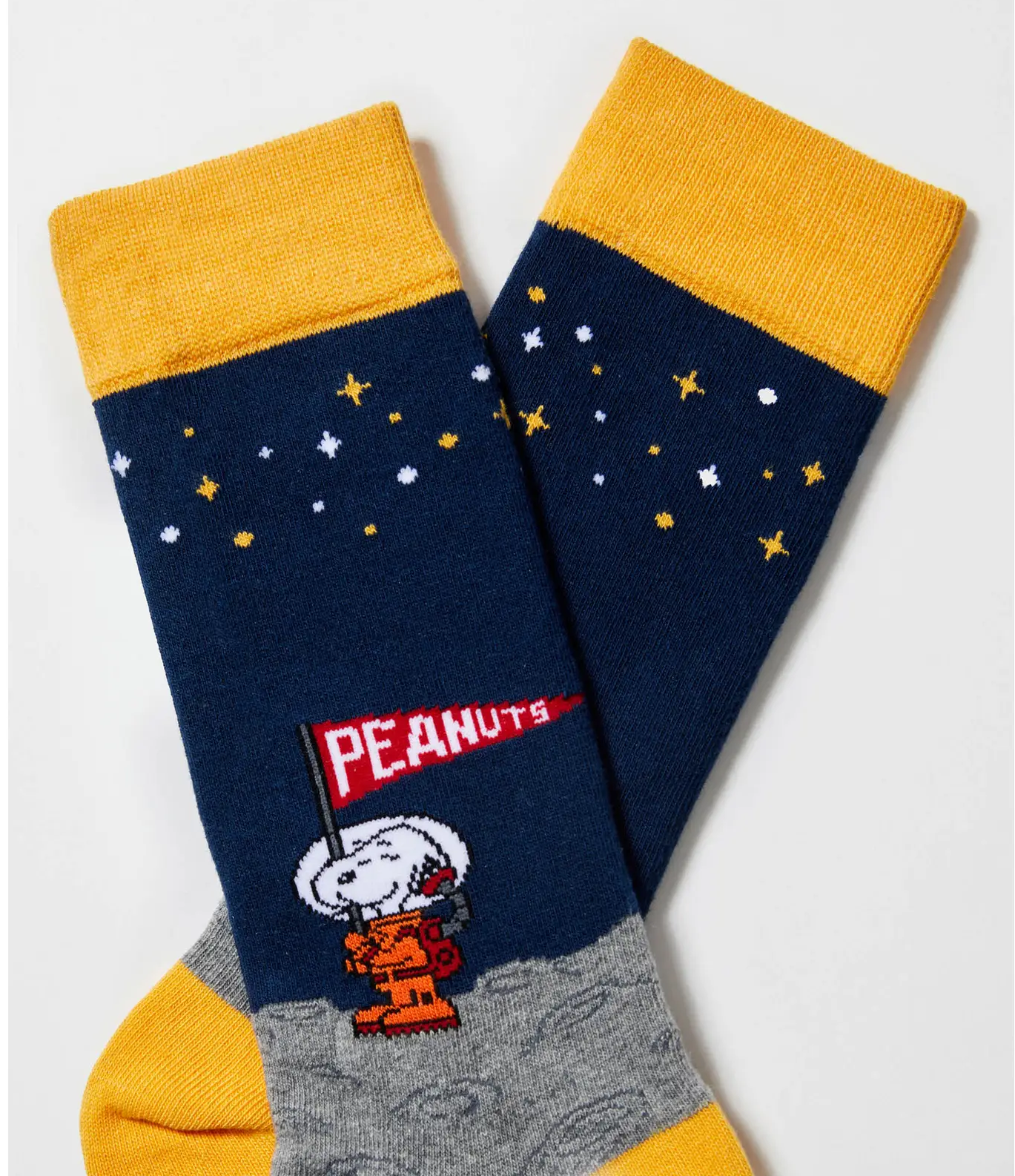 besocks Peanuts aus Bio-Baumwolle in Navy, Grau & Gelb Mondlandung - BeSnoopy Moon Landing besocks Peanuts aus Bio-Baumwolle in Navy, Grau & Gelb Mondlandung - BeSnoopy Moon Landing