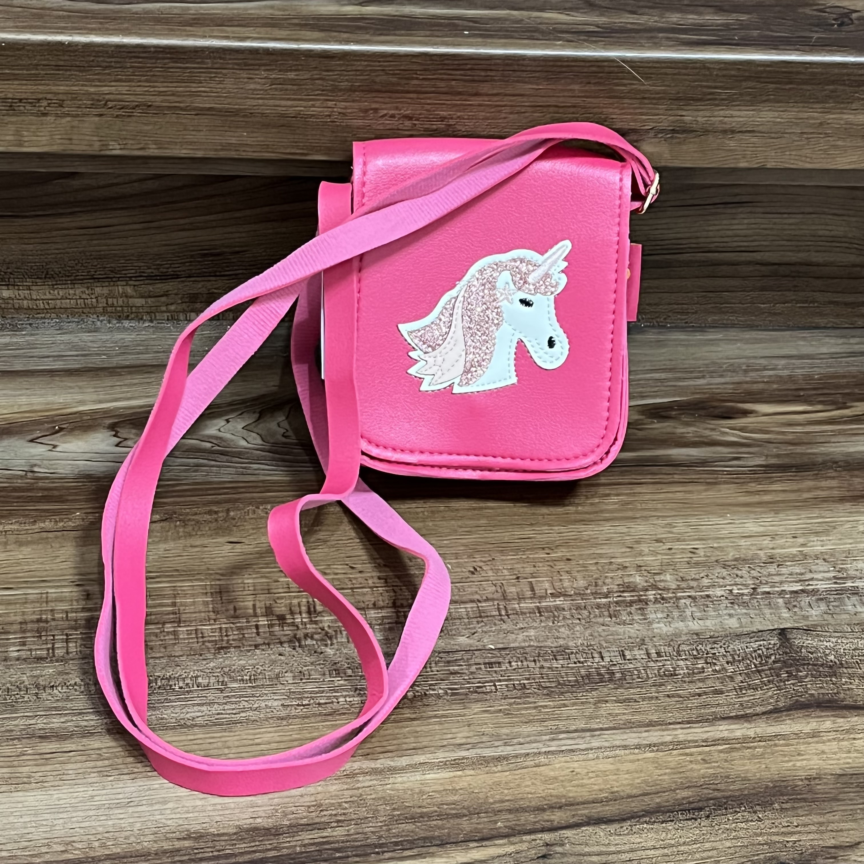 KisMe Umhängetasche Kunstleder in Pink - Einhorn mit Glitzer