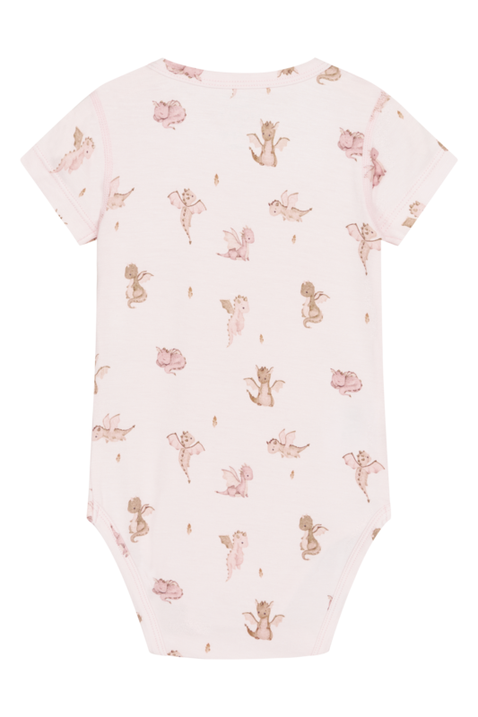 Hust & Claire Bue Bambus Viskose Kurzarm Body in Rosa mit Kleinen Drachen Hust & Claire Bue Bambus Viskose Kurzarm Body in Rosa mit Kleinen Drachen