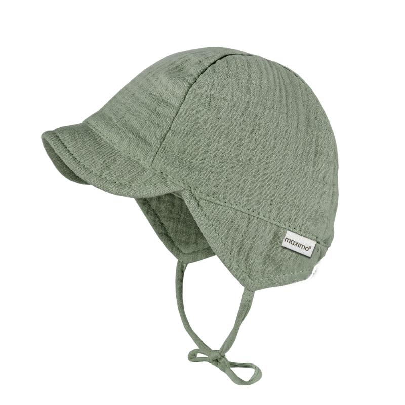 Maximo Baby Musselin Sonnenmütze mit Schild in Oliv Grün mit UV Schutz 50+ Maximo Baby Musselin Sonnenmütze mit Schild in Oliv Grün mit UV Schutz 50+