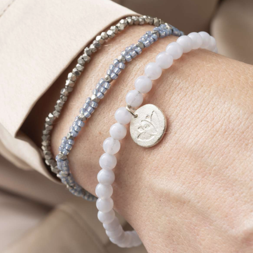 A Beautiful Story Dazzle Blauer Achat Silber Armband