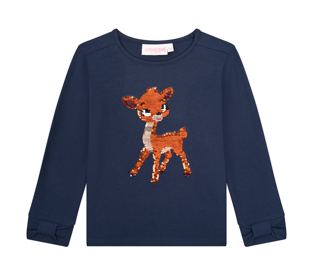 Someone MAGALI Langarm Shirt in Navy - Wende Pailletten Bambi