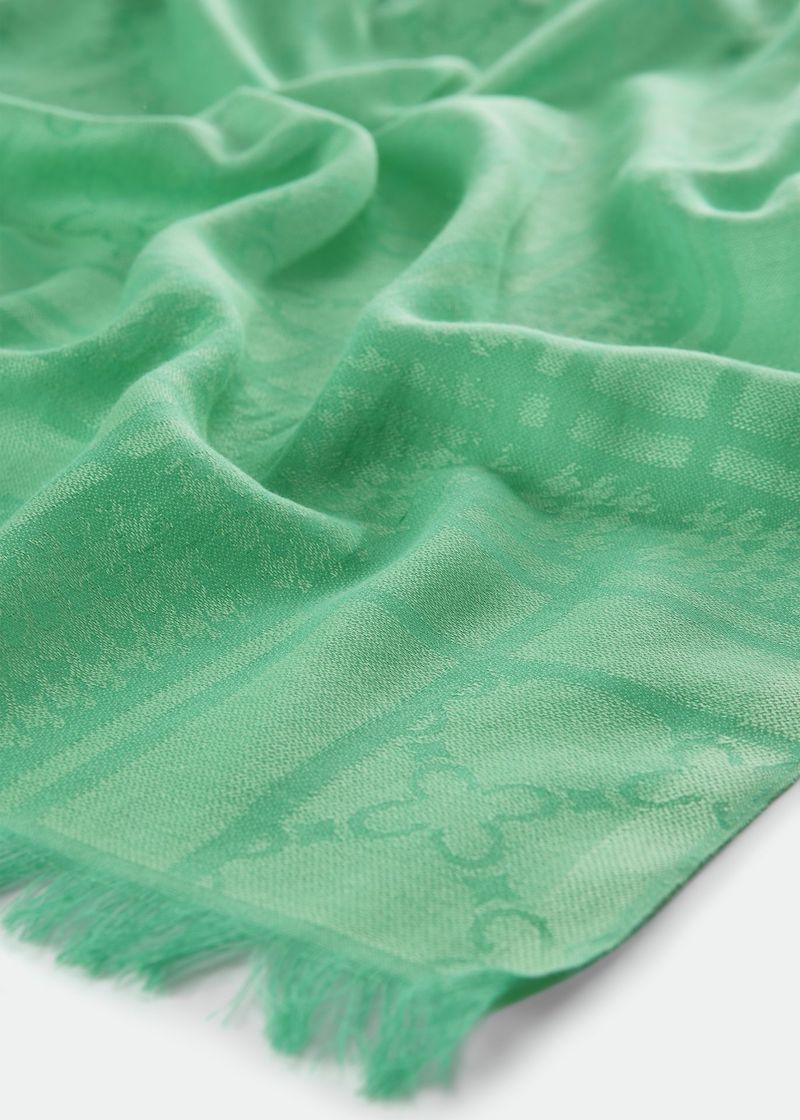 Codello Jacquard Schal Luxus Baumwolle Modal Mix Monogram in Grün - SALE