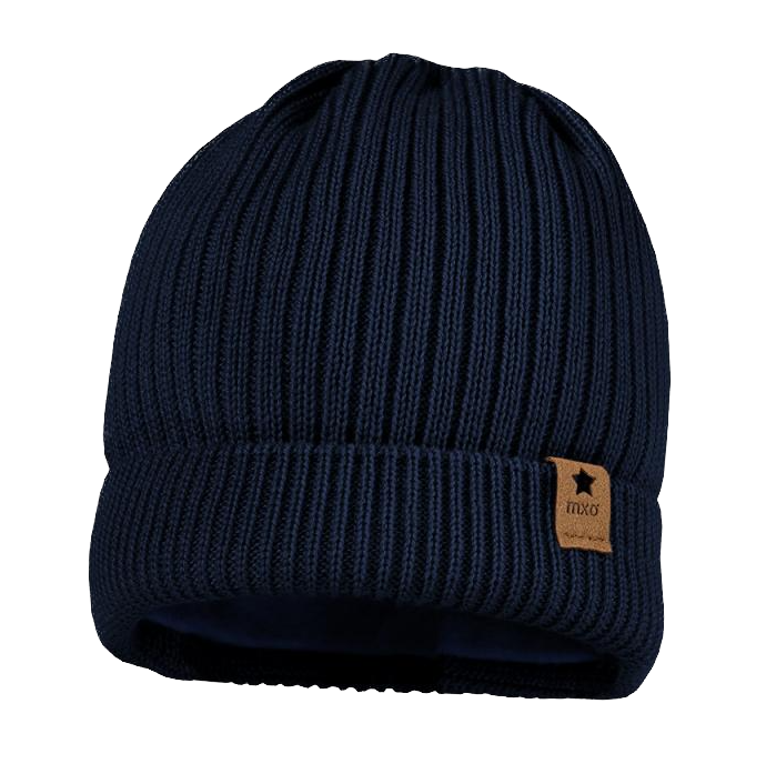 Maximo Baby Beanie mit Umschlag & Futter Gerippt - Marineblau