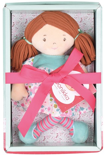 Tikiri Bonikka Puppe Li'l Katy mit türkis Blumen Kleid - 25 cm