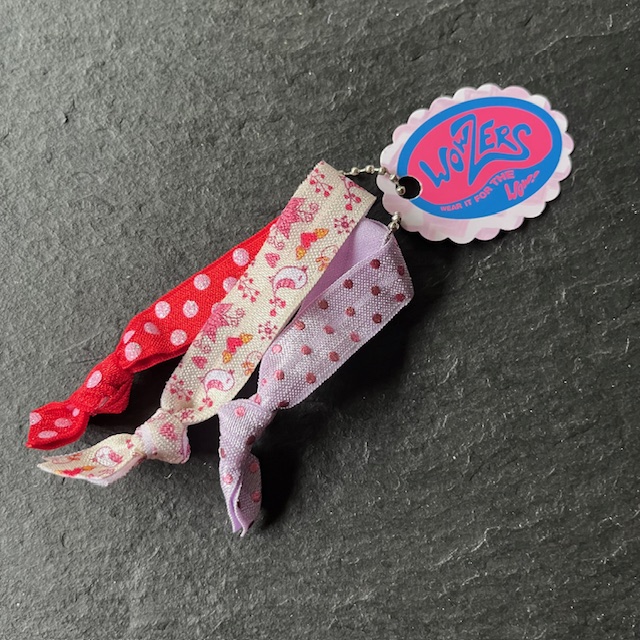 Wowzers Hair Ties Set von 3 Armbänder / Haargummis - Vogelchen und Rot & Flieder Punkte