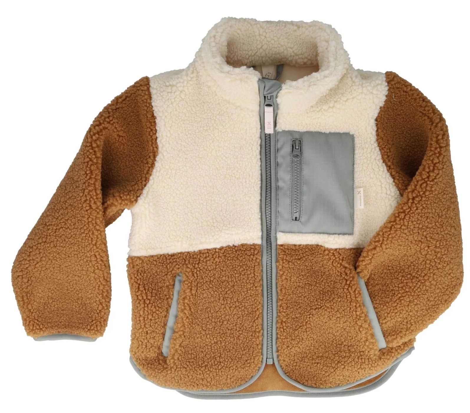 Maximo Kinder Teddy Sherpa Fleecejacke in Olivgrün, Creme und Cognac – Warme Colourblocking Jacke Maximo Kinder Teddy Sherpa Fleecejacke in Olivgrün, Creme und Cognac – Warme Colourblocking Jacke