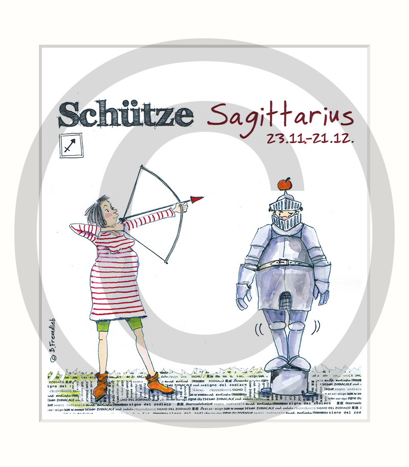 Schuetze Sweet Design Sternzeichen Kunstwerk mit Passepartout - Sagittarius - Schütze - SALE