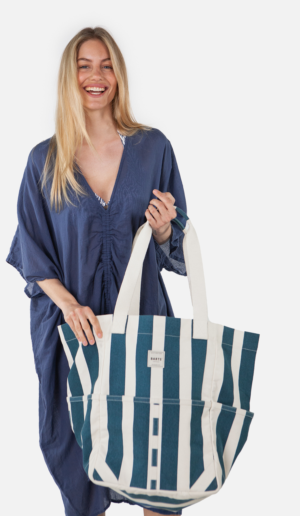 Barts Jondi Tasche - X-Large Baumwolle Canvas Beach Tote in Navy Blau Gestreift Barts Jondi Tasche - X-Large Baumwolle Canvas Beach Tote in Navy Blau Gestreift