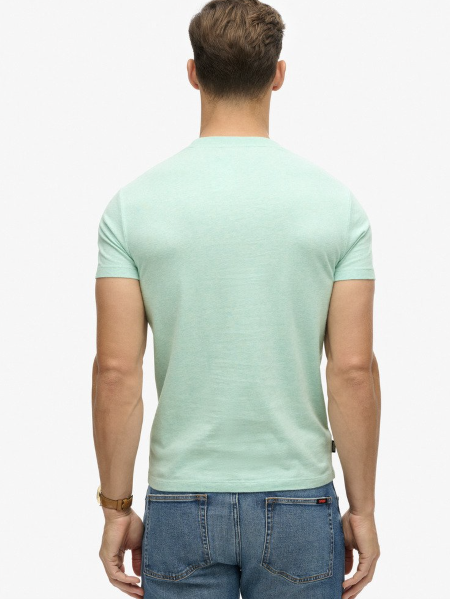 Superdry Herren T-Shirt Essential mit Logo - Light Mint Green Marl