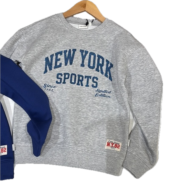 Cars Jeans Kids College Sweatshirt Grau Meliert mit Glitzer - NEW YORK Sports Cars Jeans Kids College Sweatshirt Grau Meliert mit Glitzer - NEW YORK Sports