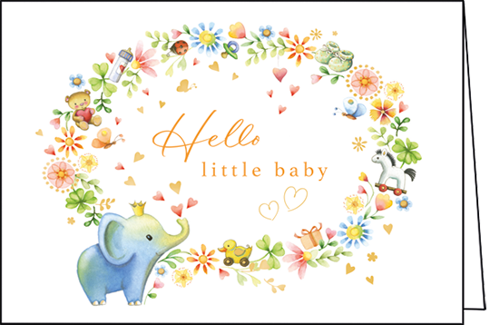 Edition Gollong Grußkarte zur Geburt mit Elefant - Hello Little Baby Edition Gollong Grußkarte zur Geburt mit Elefant - Hello Little Baby