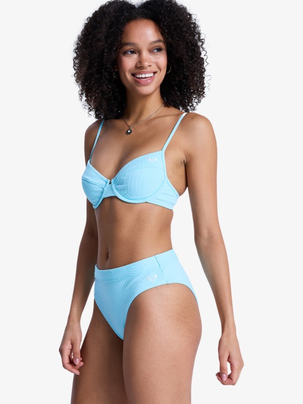 Roxy Palm Dreams - High Waist Bikiniunterteil in Hellblau mit hohem Bund für Frauen Roxy Palm Dreams - High Waist Bikiniunterteil in Hellblau mit hohem Bund für Frauen