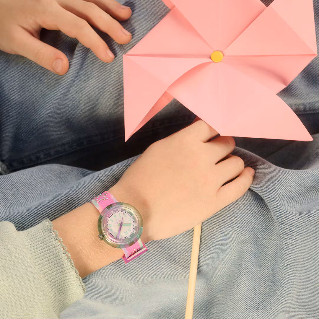 Flik Flak Kinderuhr in Pink Flieder & Mint - FLIP IT PINK! mit Glitzersteine Flik Flak Kinderuhr in Pink Flieder & Mint - FLIP IT PINK! mit Glitzersteine