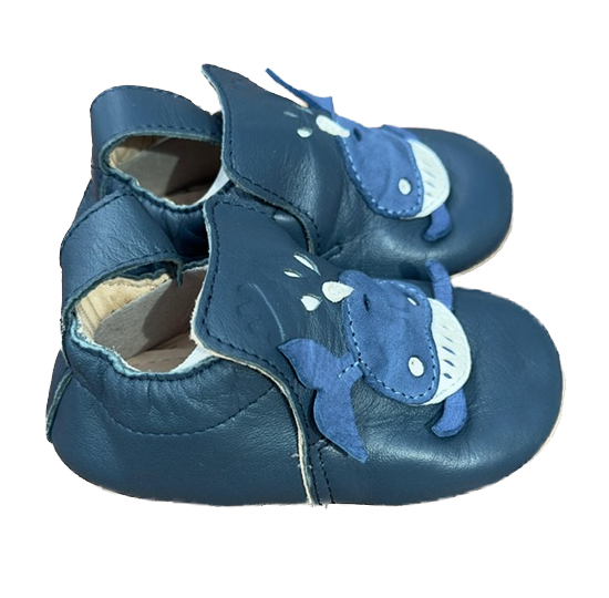 Easy Peasy Leder Krabbelschuhe - My BLUBLU Tigrou Hausschuh in Blau- Wal