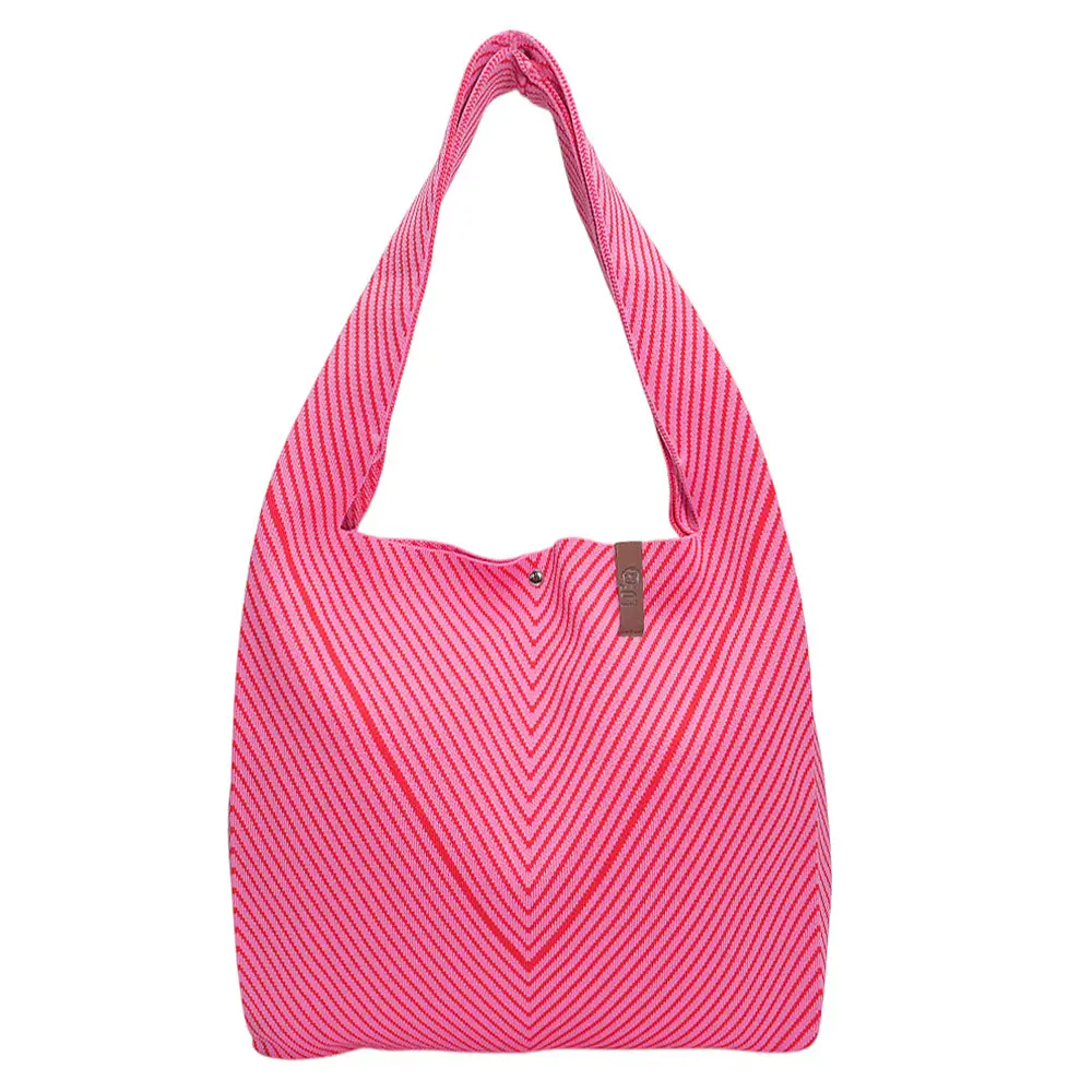 LOT83 LOIS Gestrickte Shopper Tasche Rosa & Rot Zick Zack LOT83 LOIS Gestrickte Shopper Tasche Rosa & Rot Zick Zack