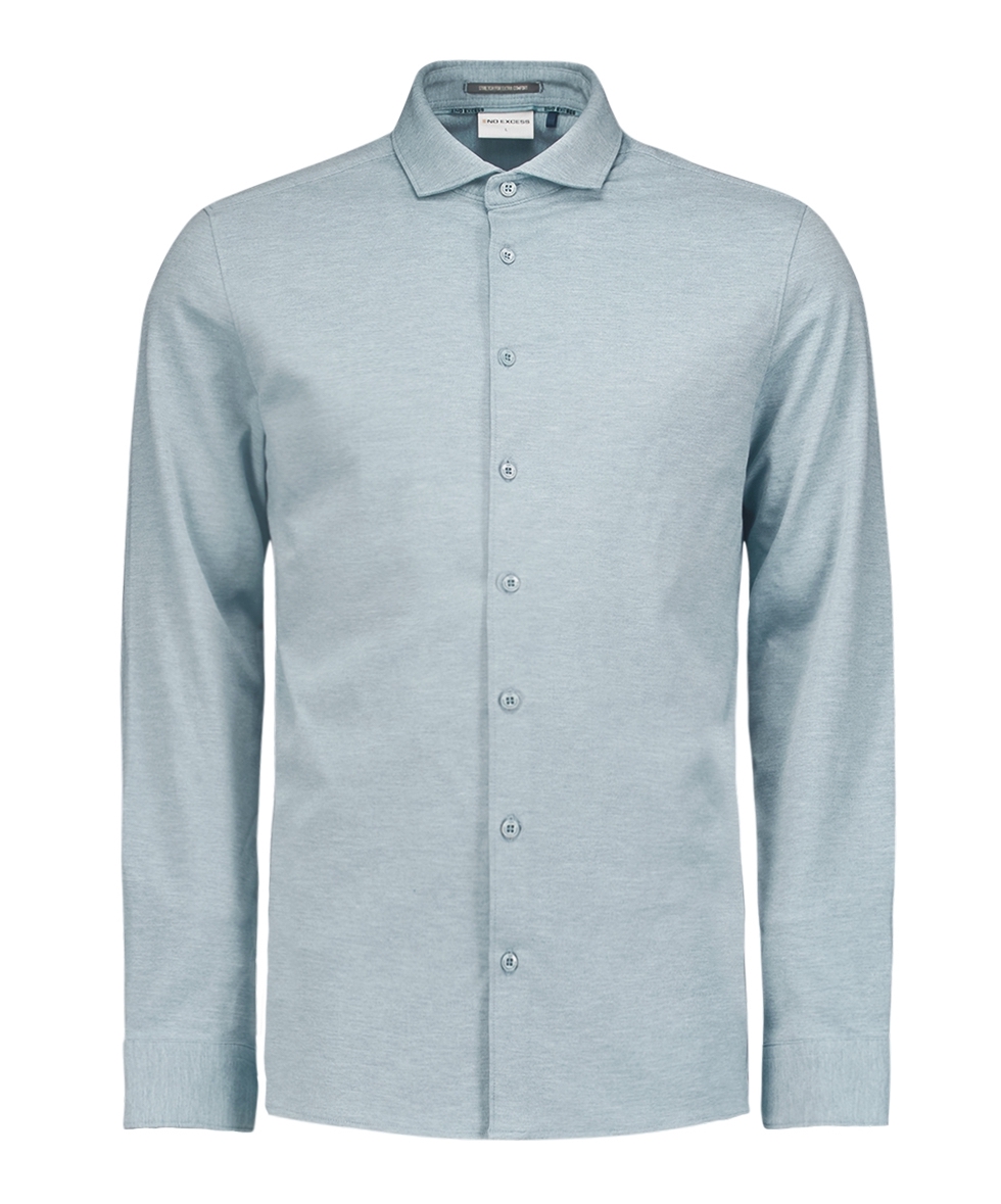 No Excess Jersey Melange Hemd mit Stretch - Cloud/Hellblau