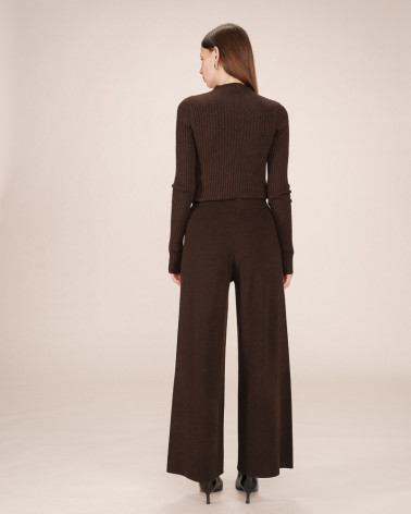 Grace & Mila Sao High Waist Strickhose Chocolat Braun 